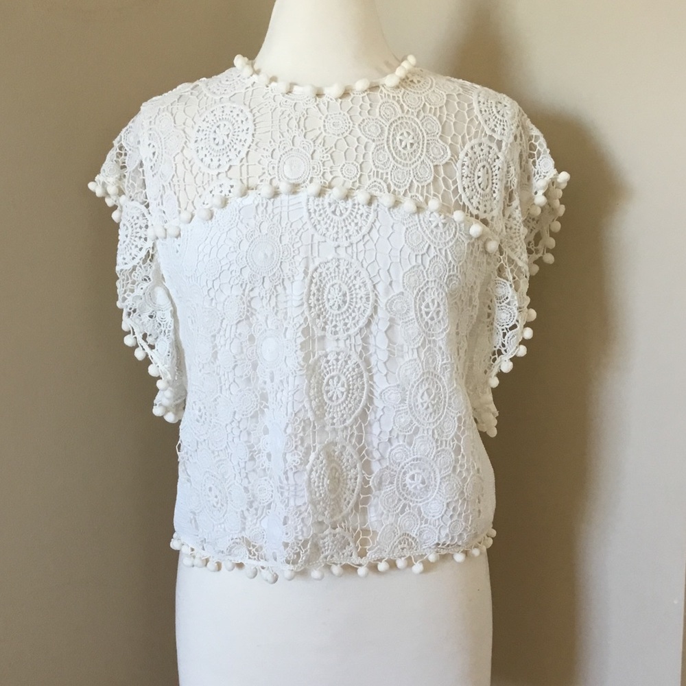 Revolve Tularosa Clayton Lace Pom Pom Top - Picture 2 of 12